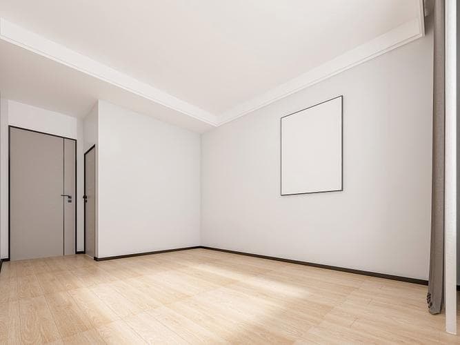 Empty room — White-frame minimalist empty room virtually staged with AI