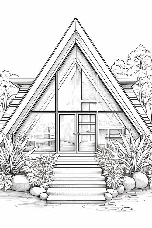 Sketch input — A-frame house AI render from hand sketch