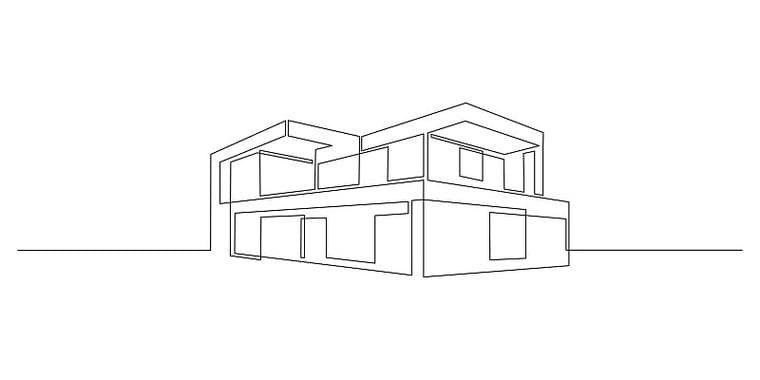 Sketch input — Single-family modern house AI render from clean line drawing