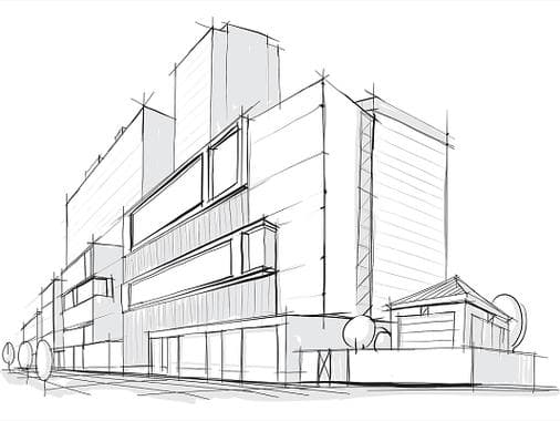 Sketch input — Modern block residential AI render from hand sketch