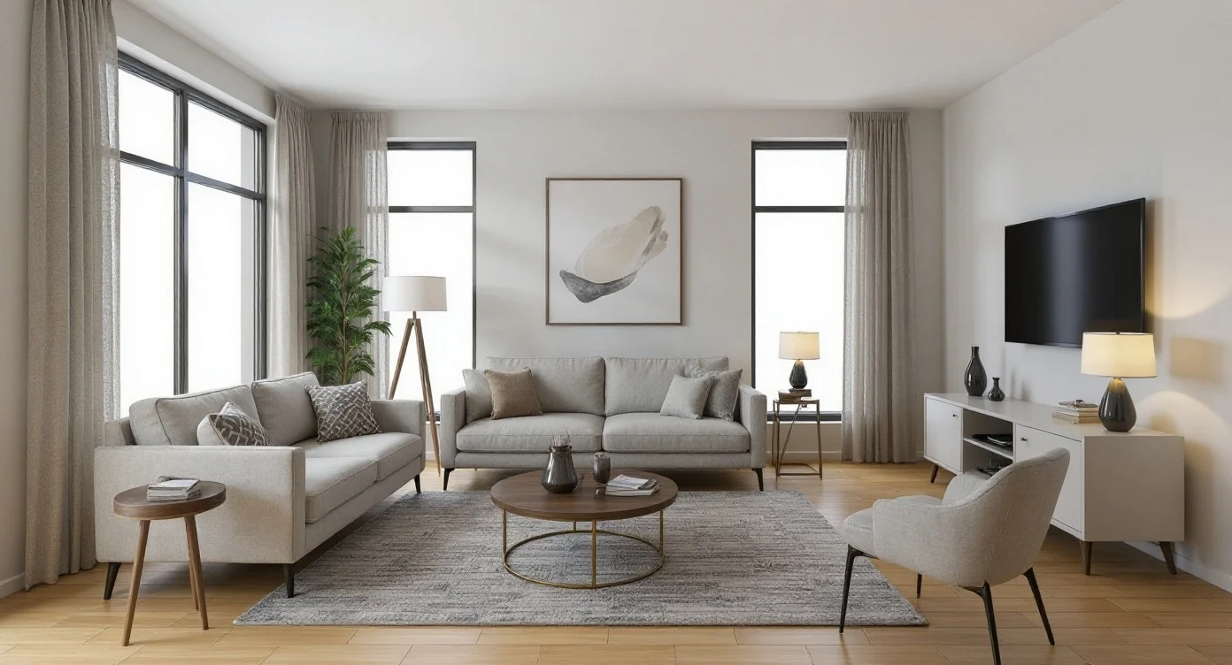 Room with virtual staging applied