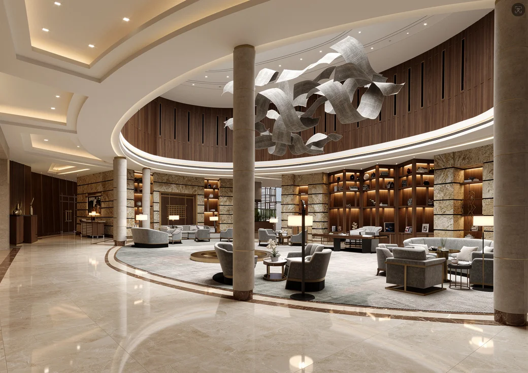 Hotel lobby · sketch → render render