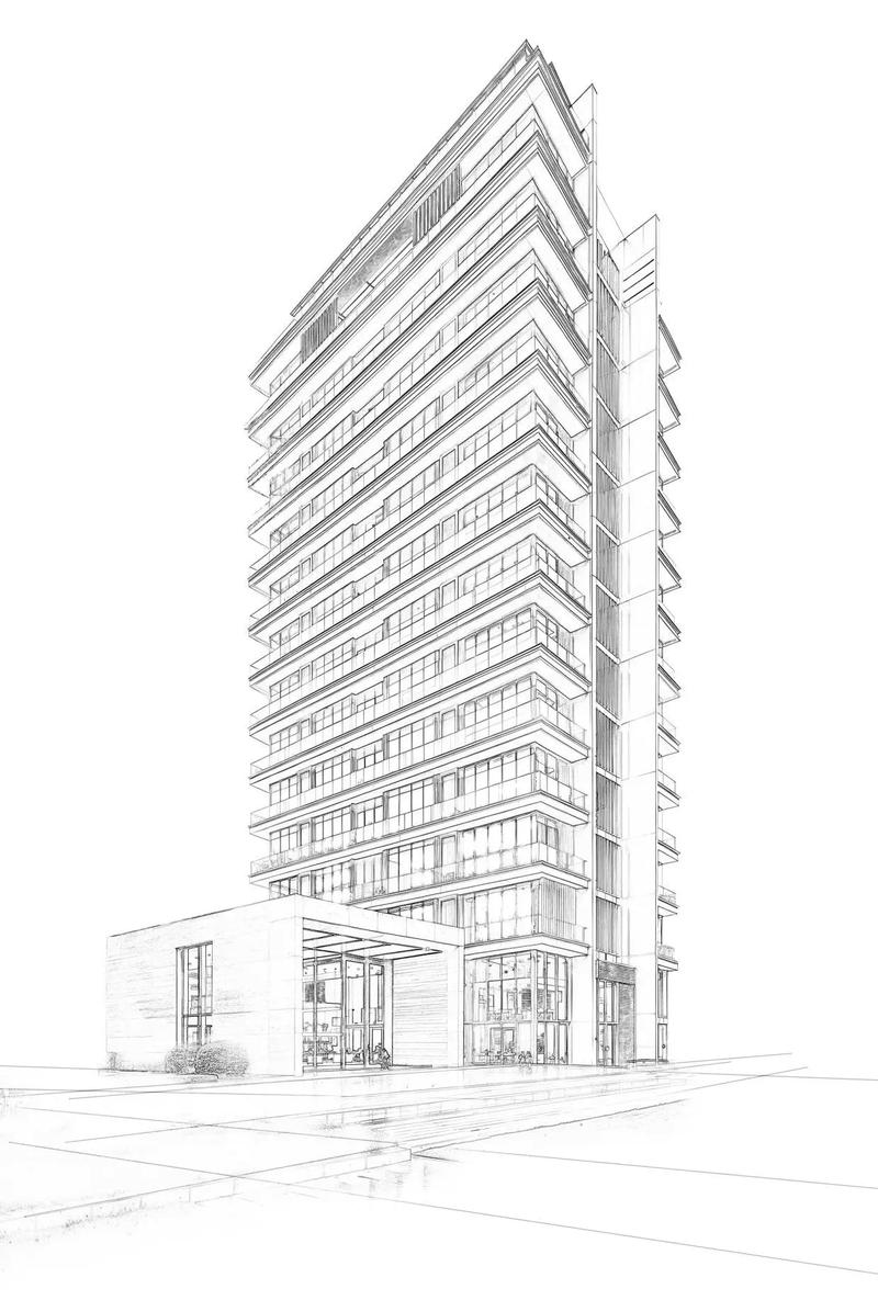 Residential tower · sketch → render sketch